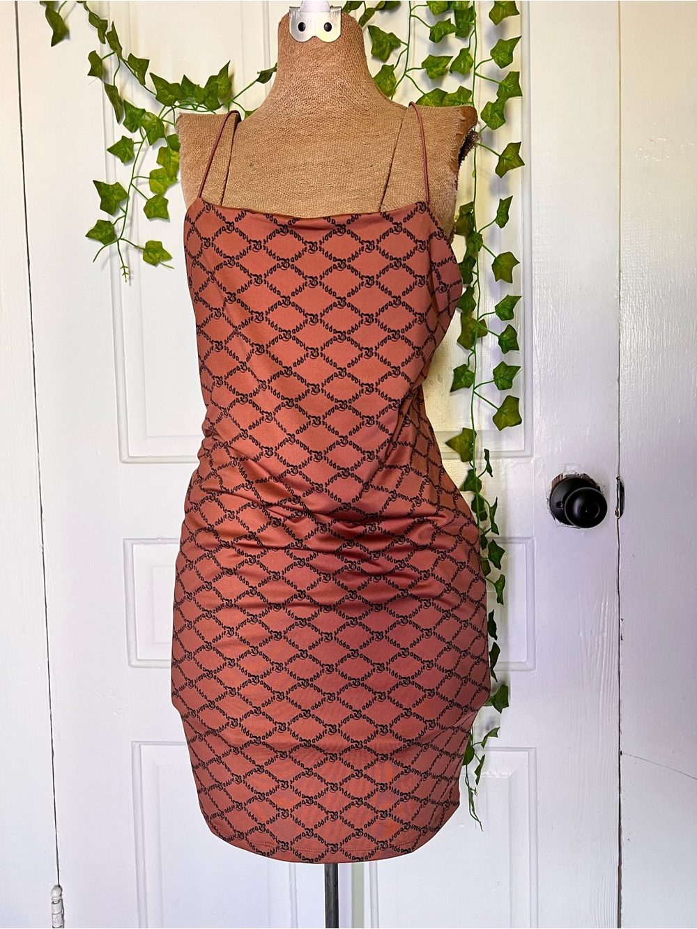 Forever 21 Rust Printed Spaghetti Strap Slip Dress “Baddie”